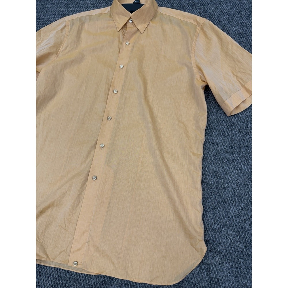 Marol Bologna Men's 42 - 16.5 Orange Short Sleeve Button Shirt Luxury Designer - Picture 2 of 9